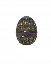 A RUSSIAN SILVER AND ENAMEL EG