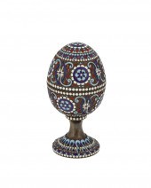 A RUSSIAN SILVER AND ENAMEL EG