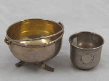 A Russian silver cauldron salt with