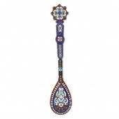 A RUSSIAN SILVER & ENAMEL SPOO