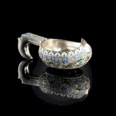 A RUSSIAN SILVER GILT AND SHAD