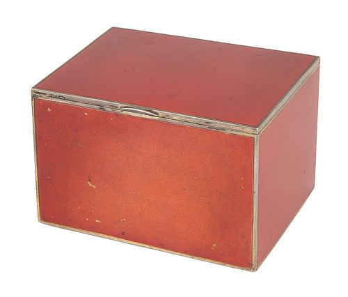 A RUSSIAN SILVER PAINTED BOX,