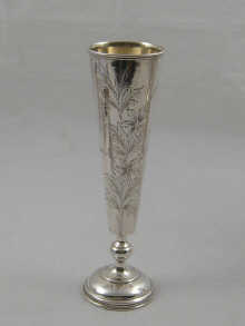 A Russian silver tapering vase with