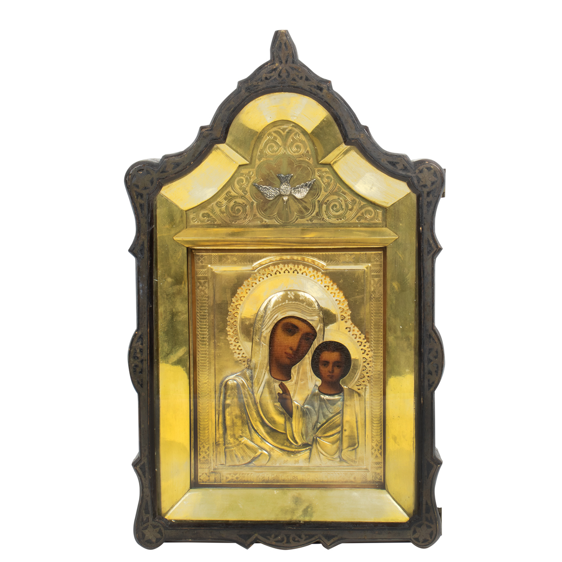 A RUSSIAN SILVERED GILT OKLAD