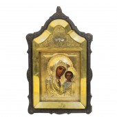 A RUSSIAN SILVERED GILT OKLAD