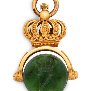 A Russian Yellow Gold and Carved