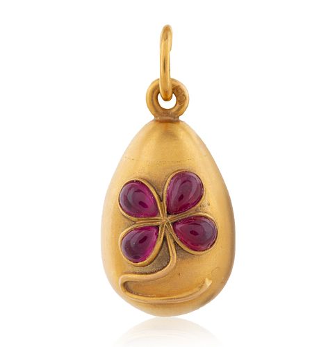 A RUSSIAN YELLOW GOLD AND RUBY