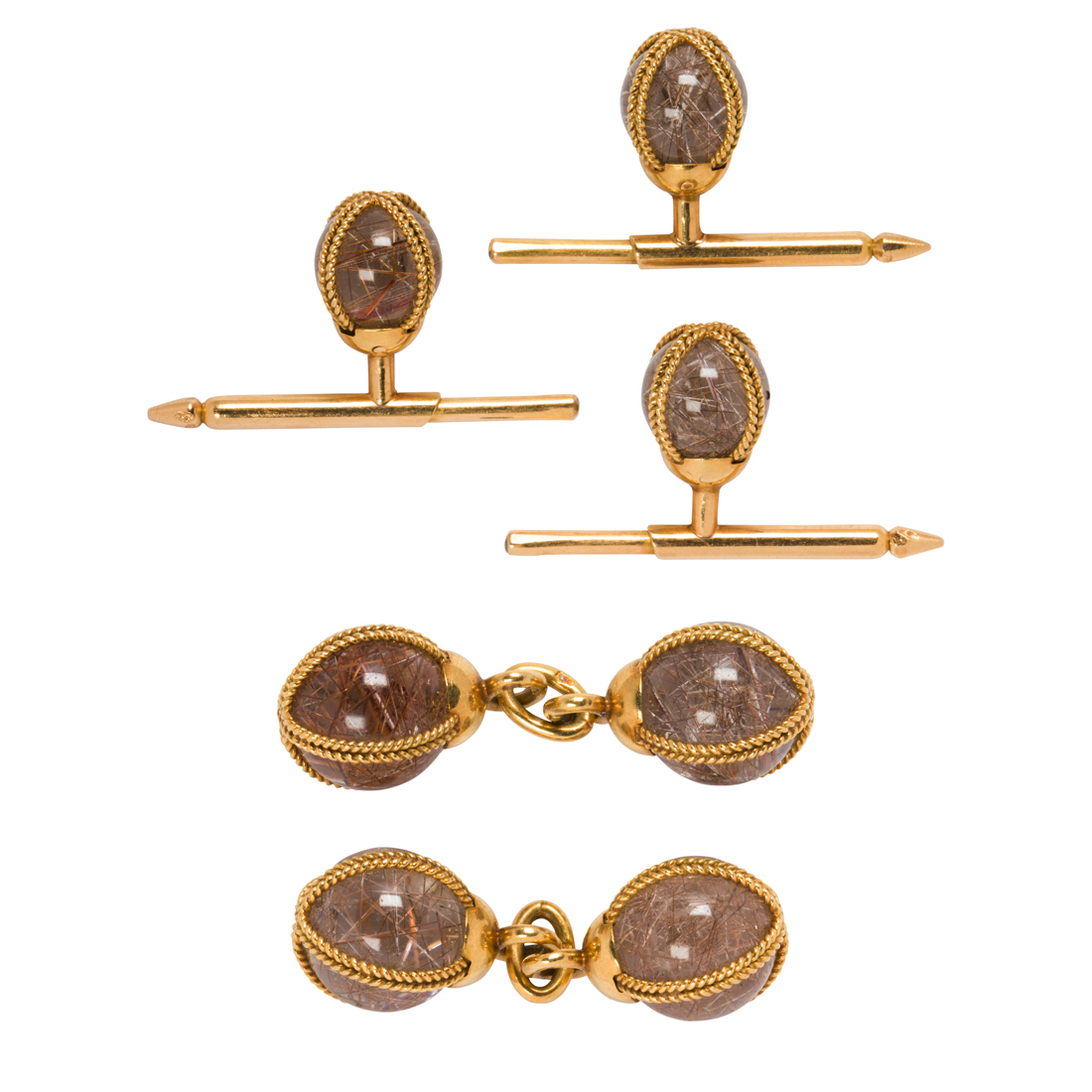 A RUTILATED QUARTZ AND 18K GOLD