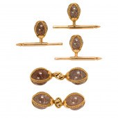 A RUTILATED QUARTZ AND 18K GOL