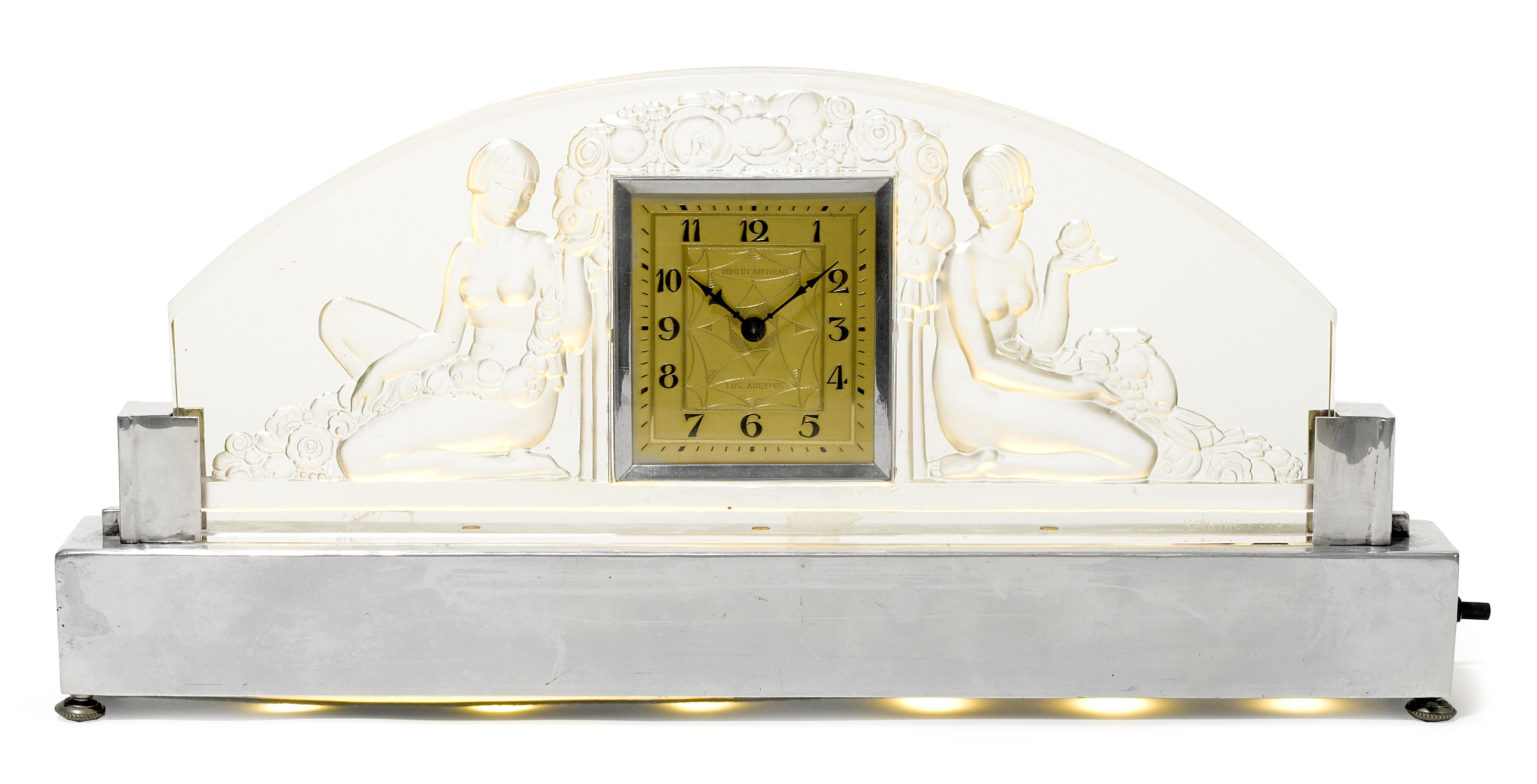 A Sabino molded glass and chromed