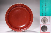 A SACRIFICIAL-RED LOBED DISH<b