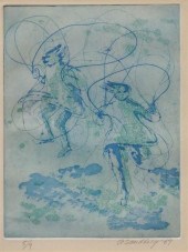 A. SANDBERG, TWO GIRLS JUMPING