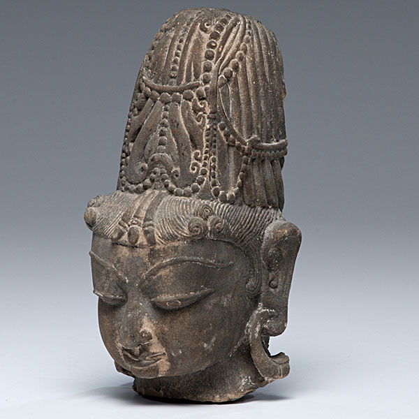 A Sandstone Khmer Bust of