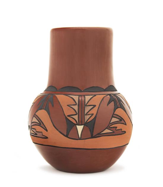 A Santa Clara Polychrome Vase on
