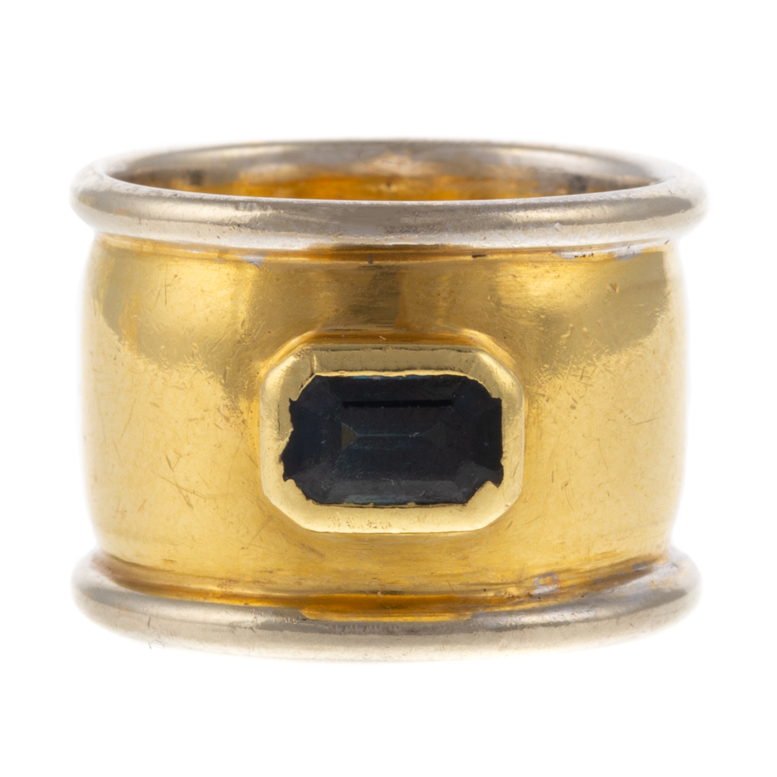 A SAPPHIRE, 18K WHITE & YELLOW GOLD