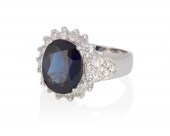 A SAPPHIRE AND DIAMOND RINGA s