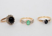 A sapphire and diamond three-s