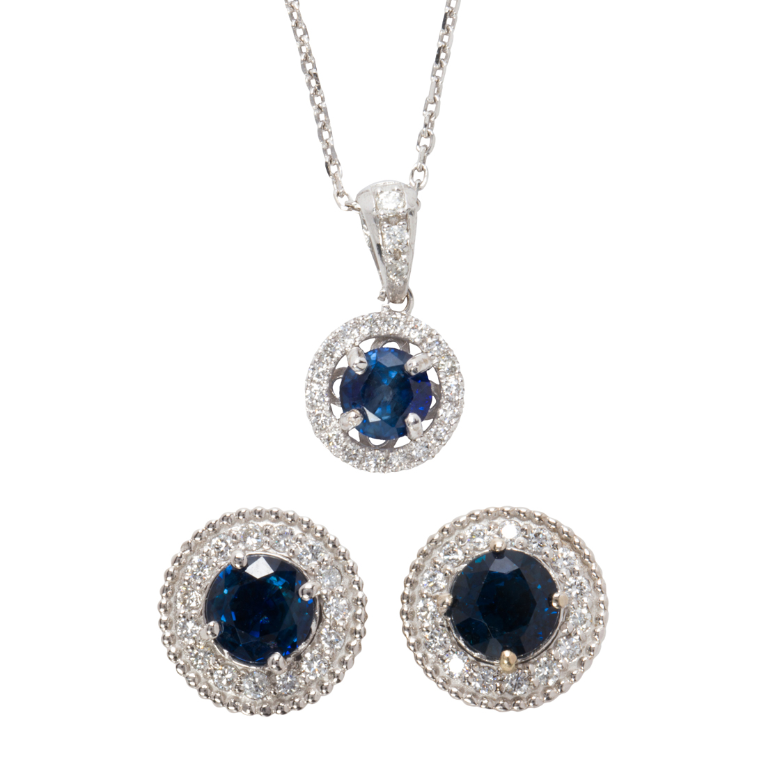 A SAPPHIRE, DIAMOND, 14K EARRING