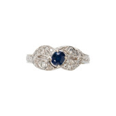A SAPPHIRE, DIAMOND AND 14K WH