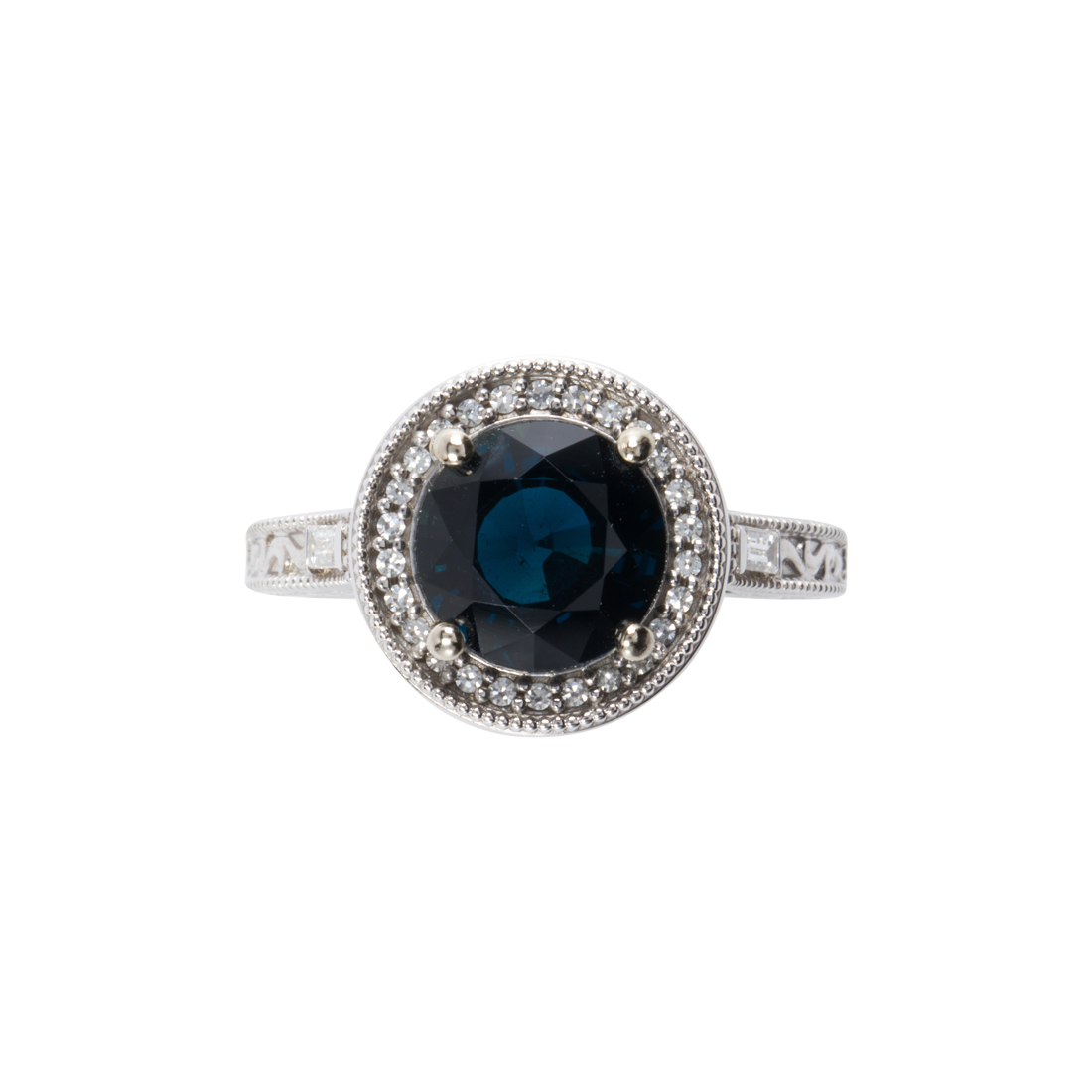 A SAPPHIRE, DIAMOND AND 18K WHITE