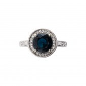 A SAPPHIRE, DIAMOND AND 18K WH