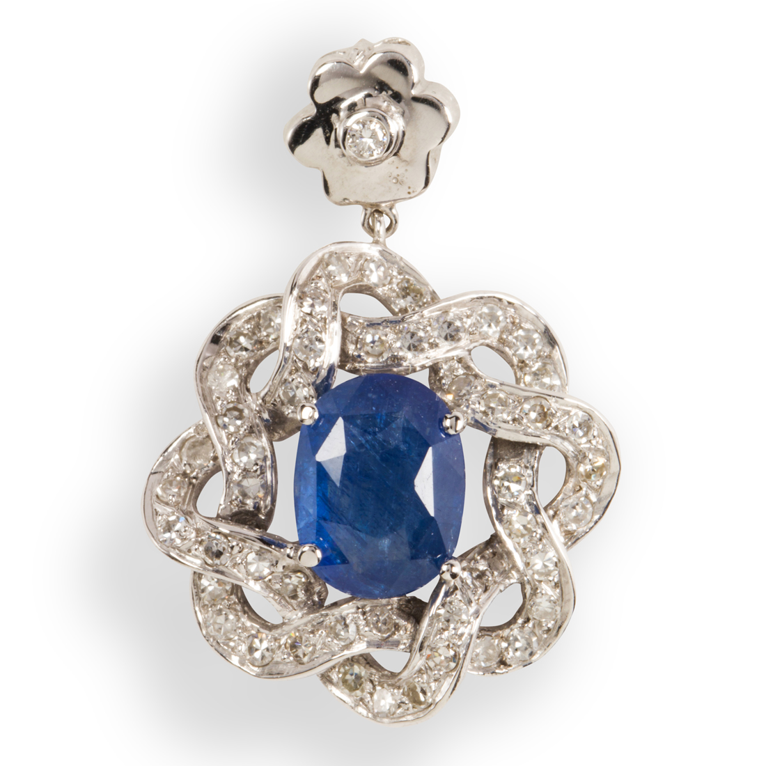A SAPPHIRE, DIAMOND AND EIGHTEEN