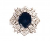 A SAPPHIRE, DIAMOND AND EIGHTE