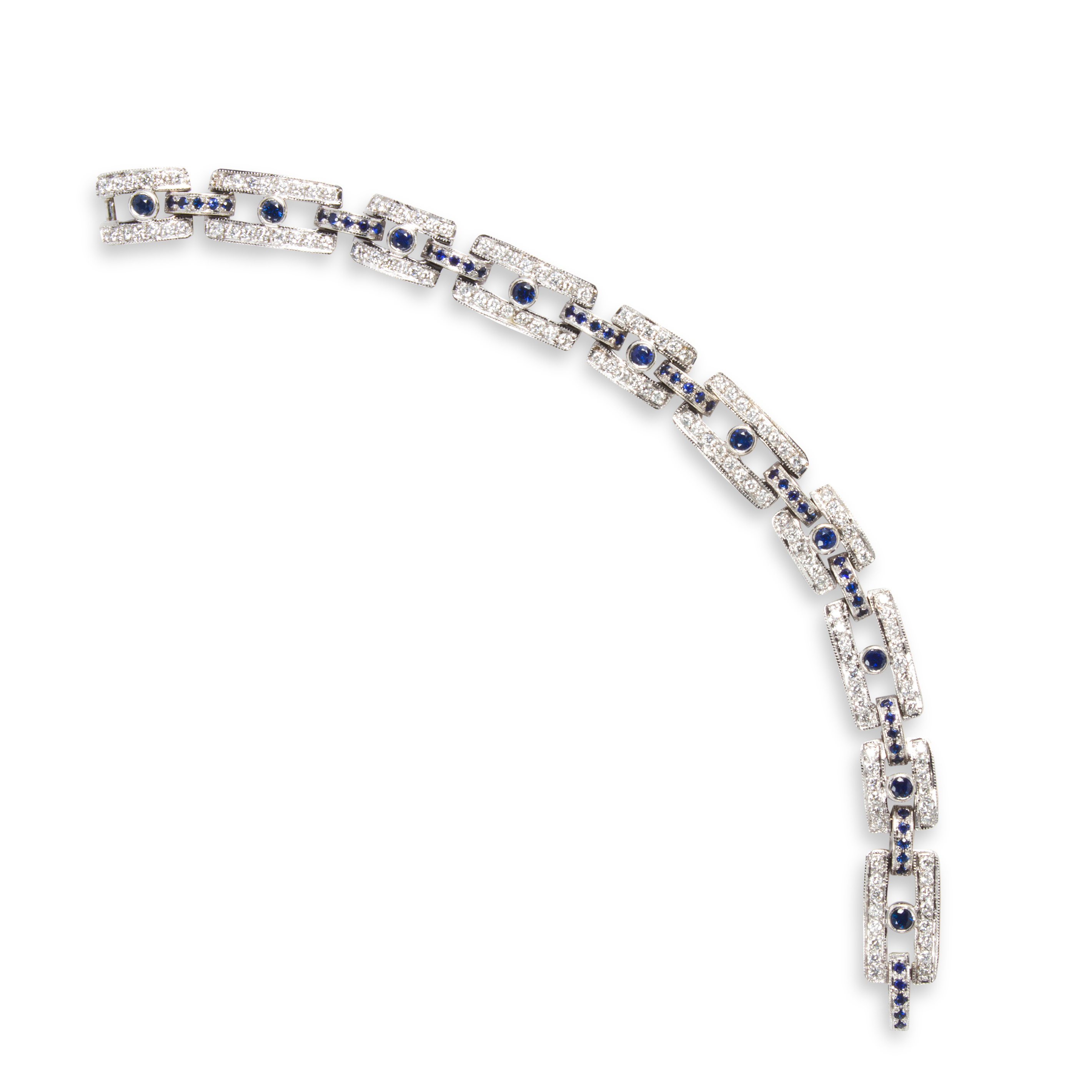 A SAPPHIRE, DIAMOND AND FOURTEEN