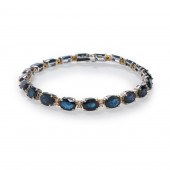 A SAPPHIRE, DIAMOND AND FOURTE