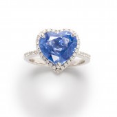 A SAPPHIRE, DIAMOND AND FOURTE