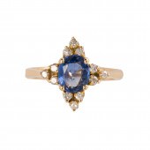 A SAPPHIRE, DIAMOND AND FOURTE