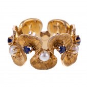 A SAPPHIRE & PEARL FLORENTINE