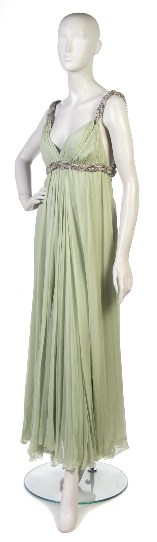 A Sarmi Pale Green Silk Chiffon