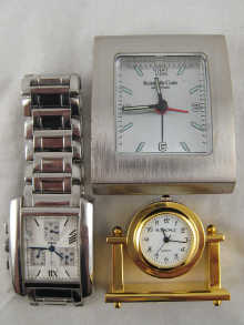 A satin steel desk clock Kenneth