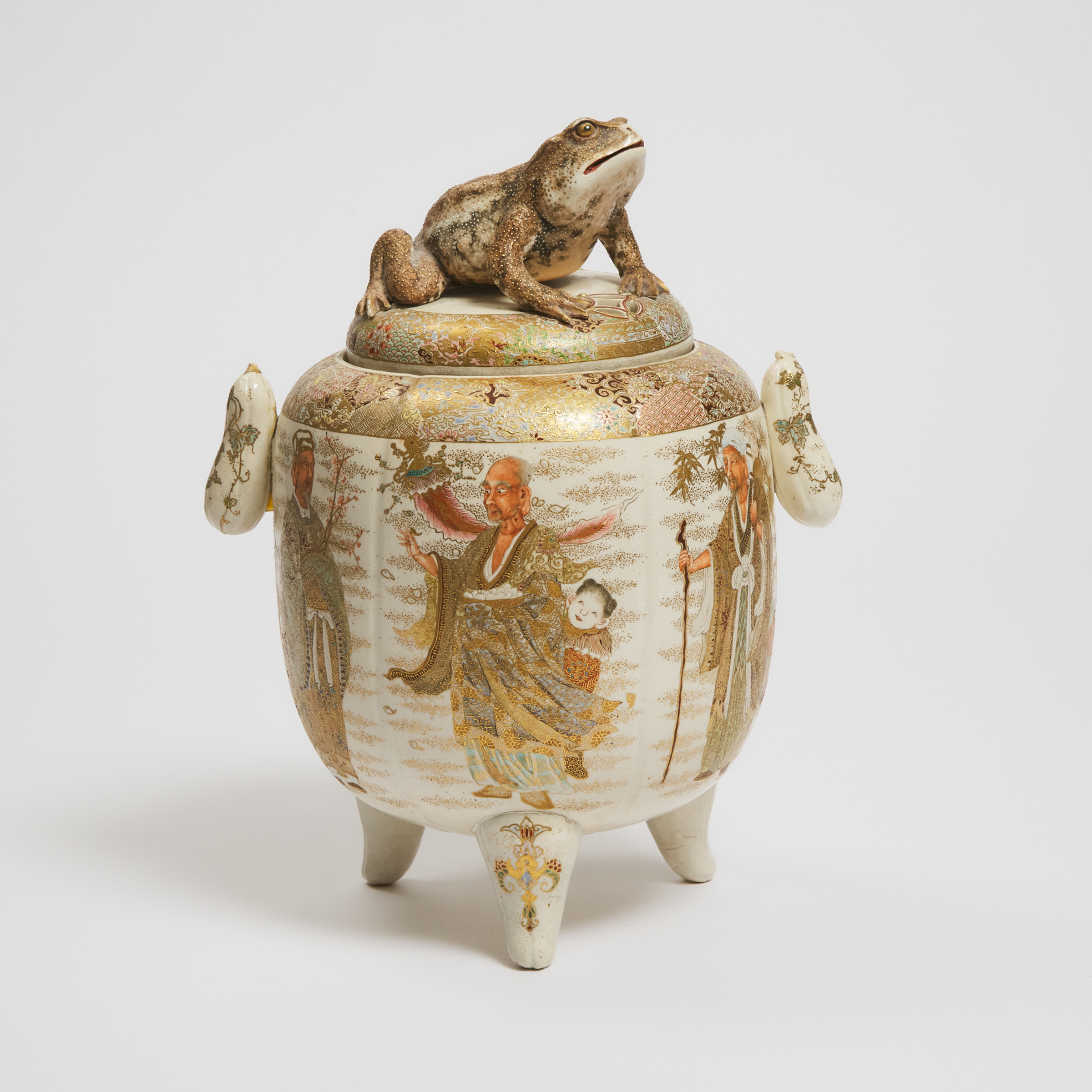 A Satsuma Tripod Censer and Cover