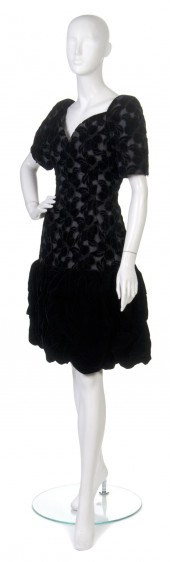 A Scaasi Black Cut Velvet Cock