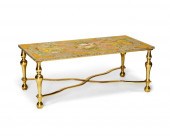A SCAGLIOLA AND BRASS COFFEE T