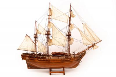 A scale model of a three-masted