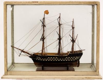 A scale model of a three-masted