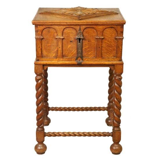 A Scandinavian Carved Oak Box on