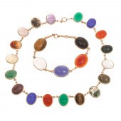 A SCARAB NECKLACE & BRACELET I