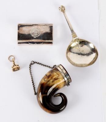 A Scottish horn snuff mull, incised