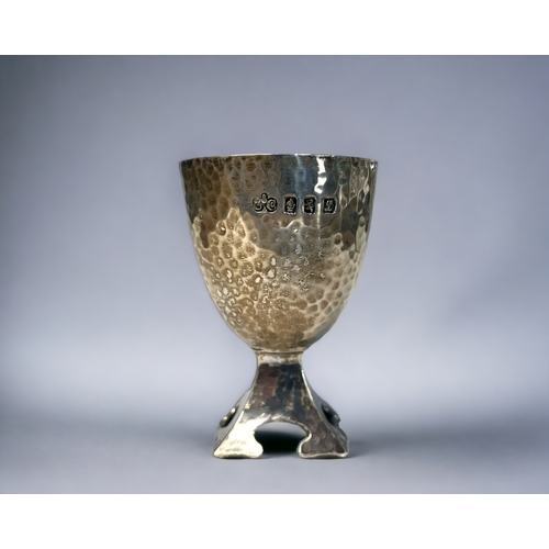 A SCOTTISH SILVER ART DECO EGG CUP.