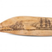 A Scrimshaw Tooth Depicting Tw