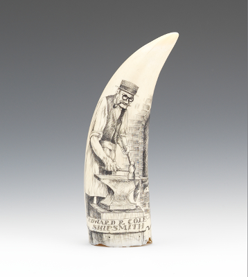 A Scrimshaw Tooth With a portrait