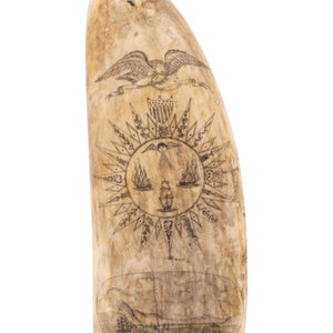 A Scrimshaw Whale Tooth 19th