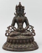 A SEATED BRONZE BUDDHA, DOUBLE