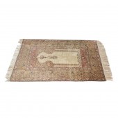 A SEMI ANTIQUE SILK PRAYER RUG