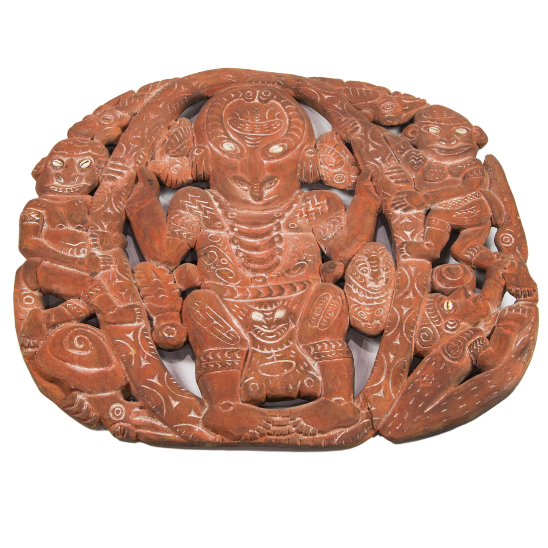 A SEPIK RIVER RED STAINED CARVED