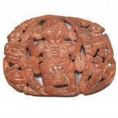 A SEPIK RIVER RED STAINED CARV